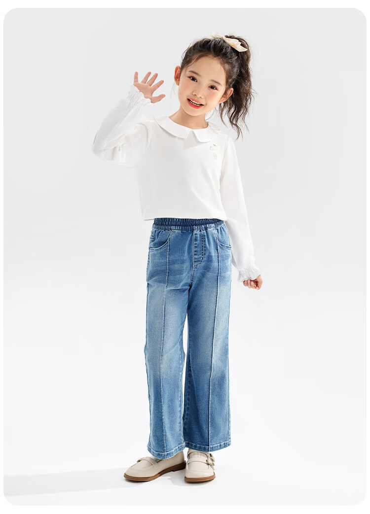 QQ DUCK Children's Clothing, Girls' Red Shirt, Peter Pan Collar Blouse, Youth Inner Wear, Performance Costume; 165 2