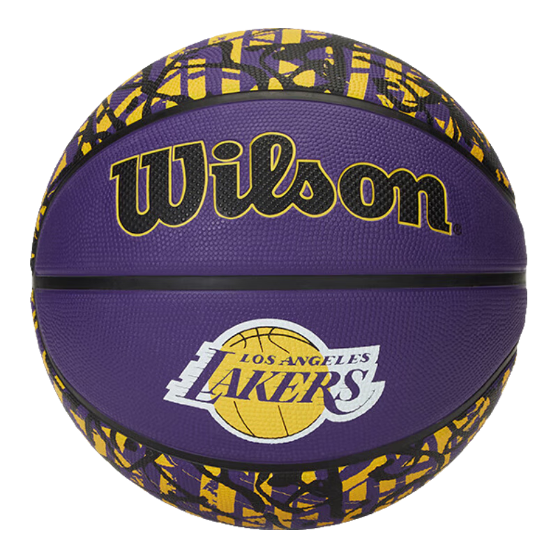 Wilson NBA Team Rubber Graffiti Series, Lakers Youth Adult Outdoor Size 7 Basketball