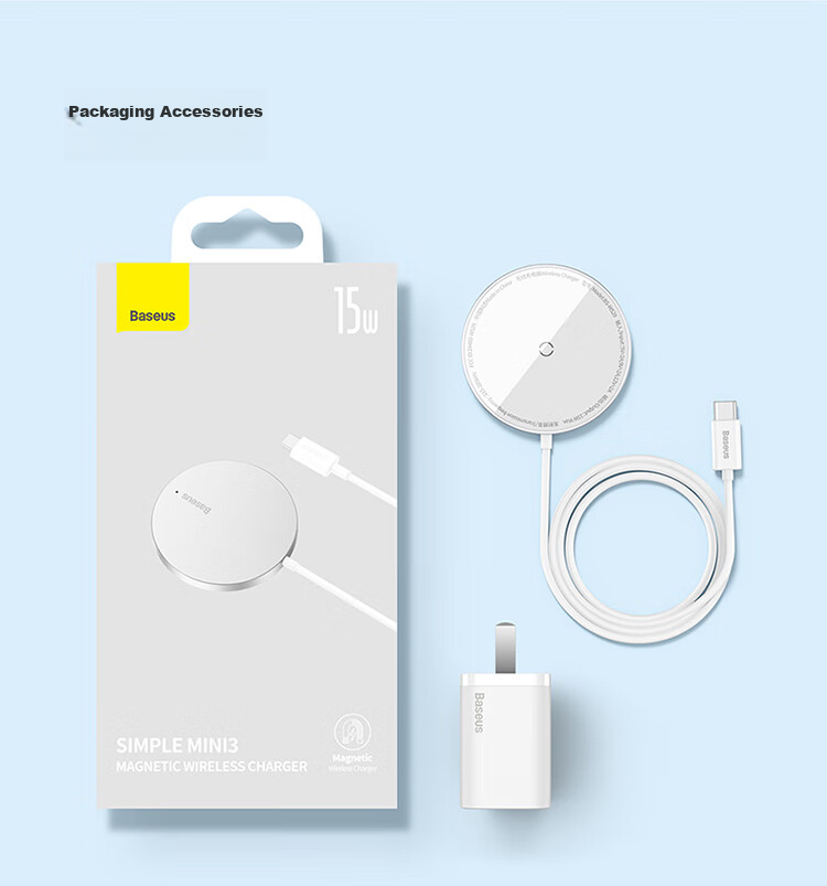 BASEUS Wireless Charger for IPhone 17 Pro Max, Supports MagSafe Magnetic Fast Charging, Compatible with Apple 17/16/15 Huawei Phones And AirPods Earphones, White 22