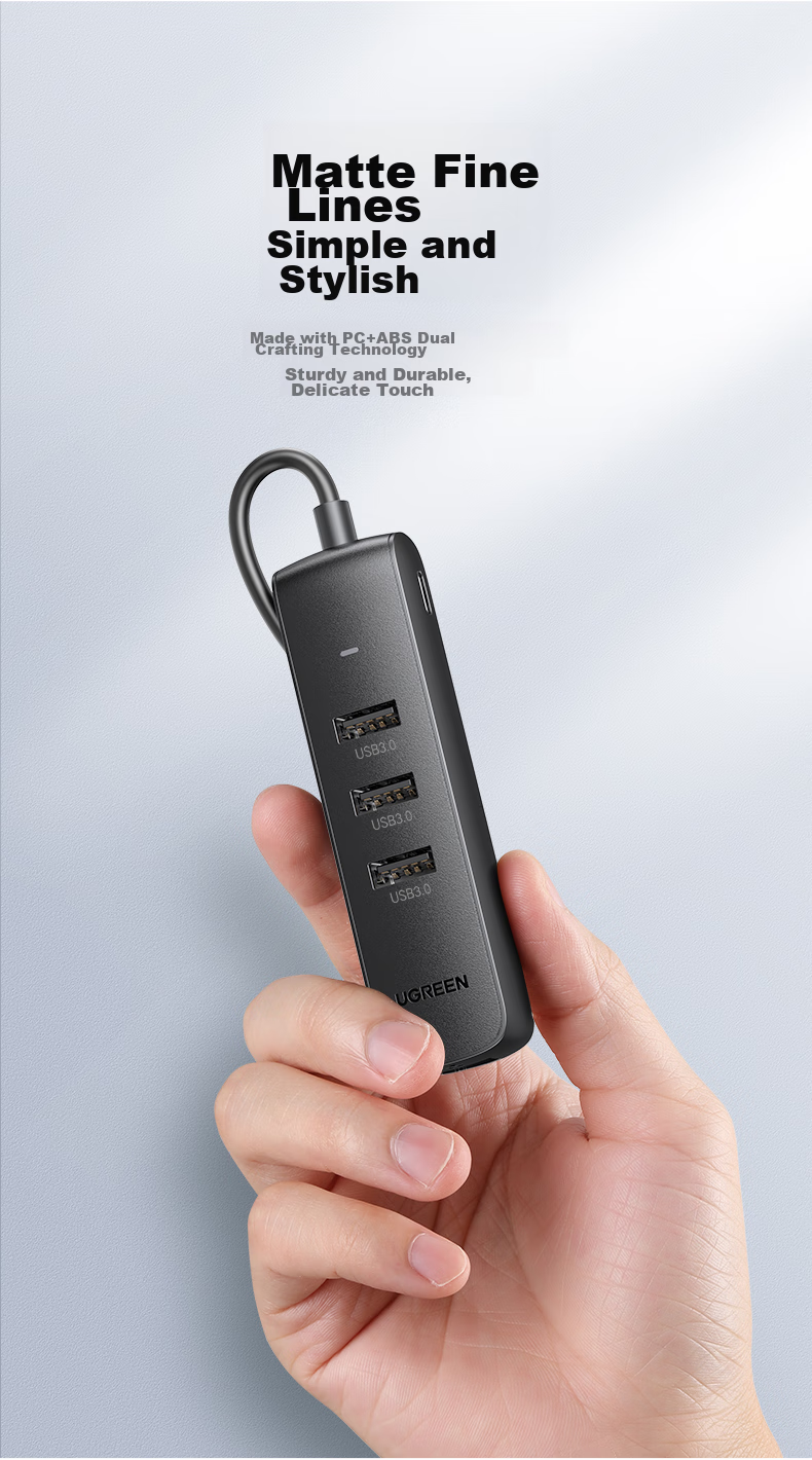 UGREEN USB 3.0 Hub, Gigabit Ethernet Adapter for Laptop, External Wired Network Card, Network Cable Converter, Expansion Device for Huawei Computers, HUB Expander, RJ45 Converter 15