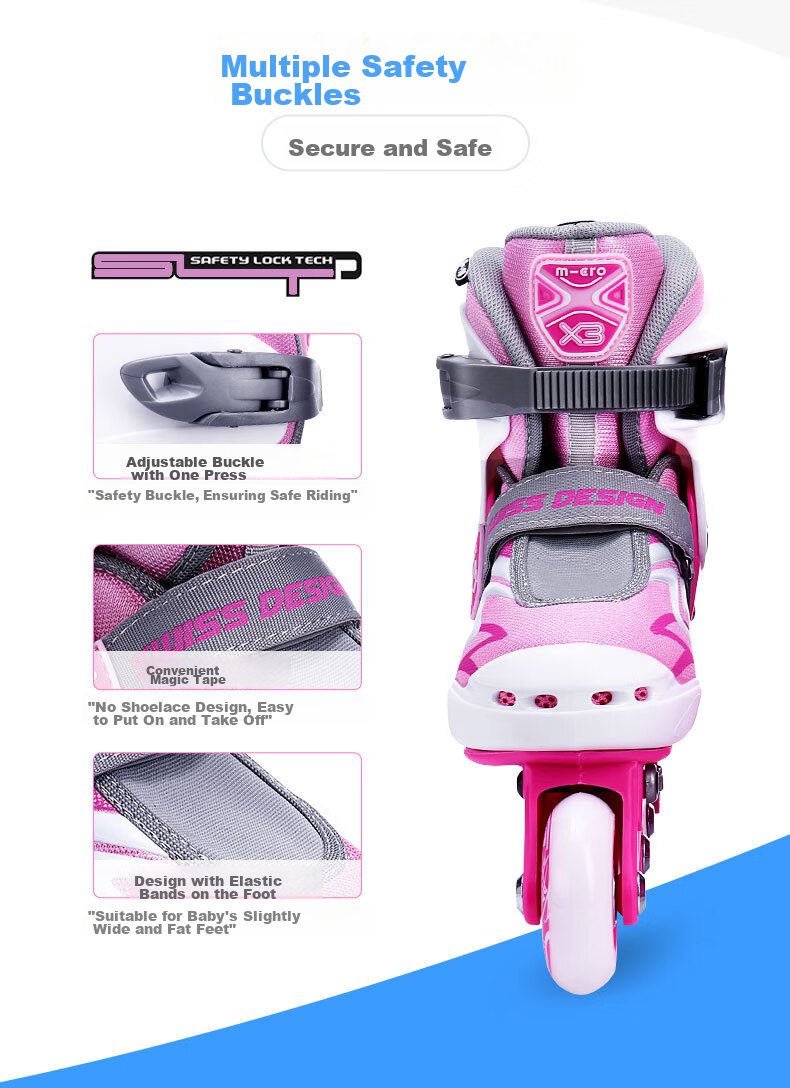 Micro Ice Skates for Children, Boys And Girls, Micro Roller Skates Suitable for Primary And Secondary School Students, X3 Blue Single Shoe Size L 8