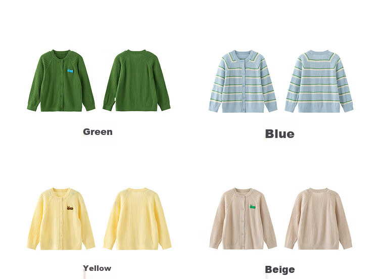 Papa Spring And Autumn Children's Sweater Knitted Cardigan for Boys And Girls, Striped Top Outerwear, Blue, 73cm 5