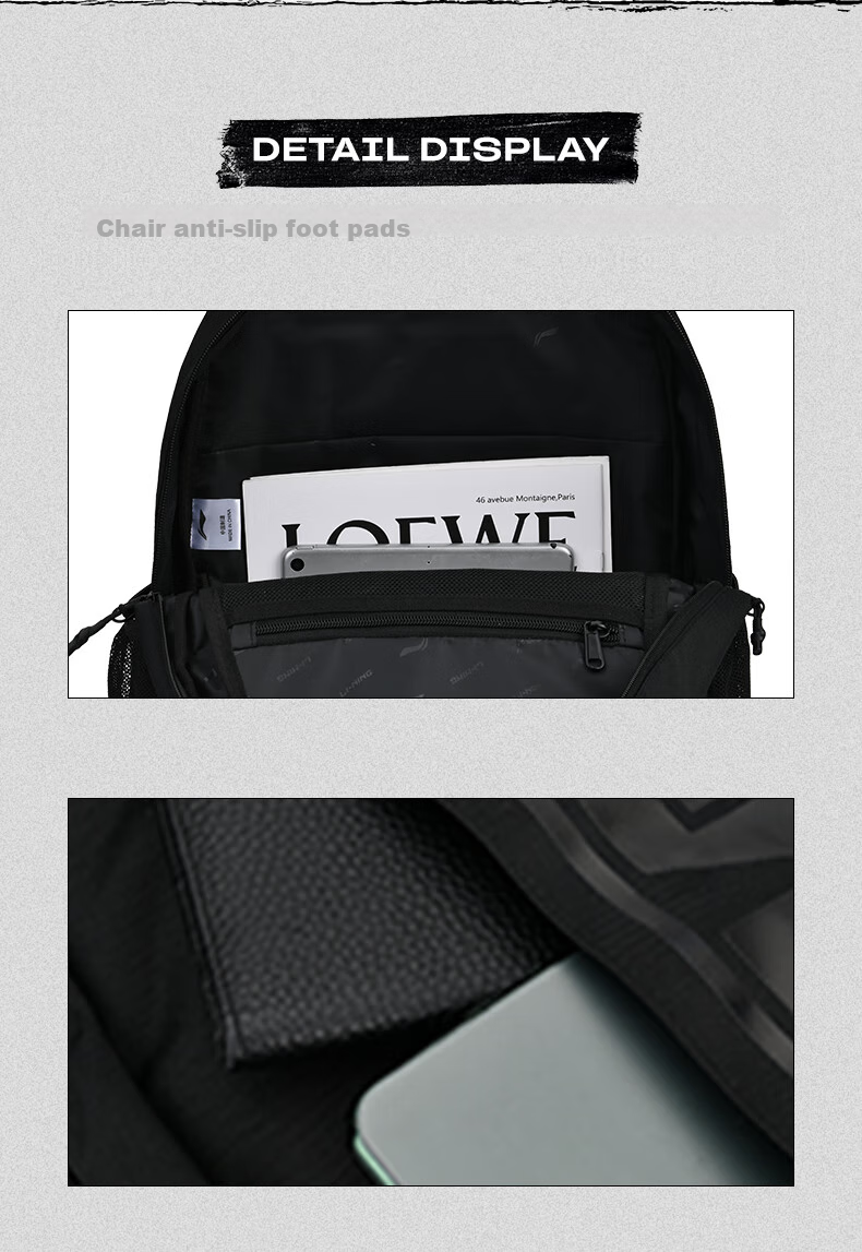 Li-Ning Table Tennis Backpack, Fashionable Casual Schoolbag for Men And Women, Lightweight Multifunctional Sports Backpack for Laptops 20
