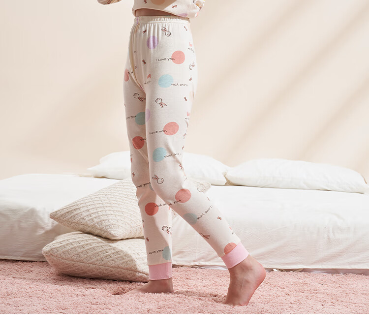LangSha [7A Antibacterial + 100% Cotton] Children's Autumn Pants, 2-Pack Girls' Sleepwear, Big Kids' Autumn And Winter Thermal Underwear, Student Warm Leggings 12