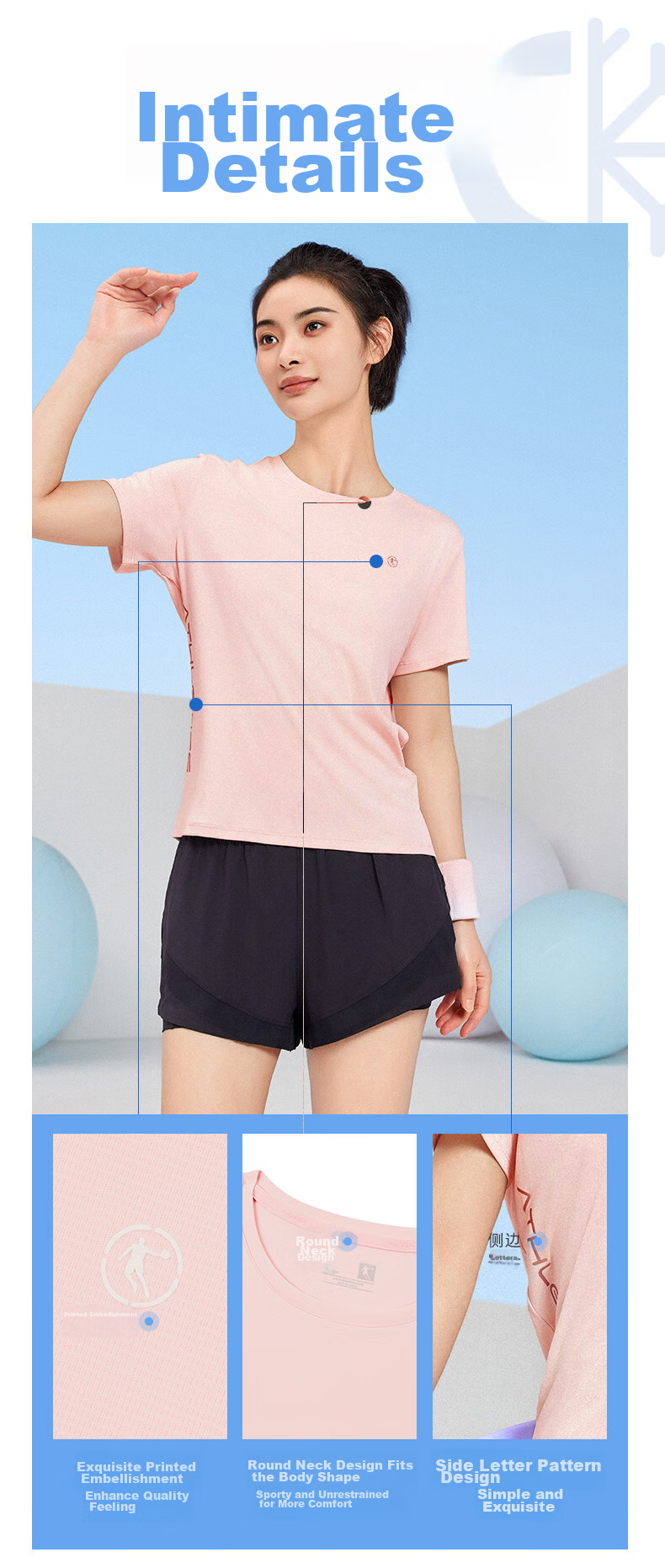 QIAODAN Women's Short-Sleeve T-Shirt, Summer Breathable Quick-Dry Round Neck Sports Running Tee Top for Wome 9