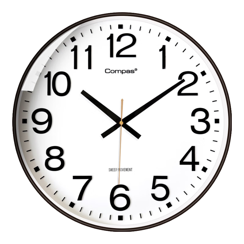 Compas Wall Clock, Living Room Timepiece, Classroom Exam Automatic Time-Synchronization Radio-Controlled Clock C6439 Black 41cm