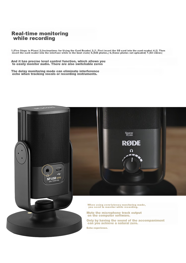 RODE NTUSB MINI Condenser Microphone for Novels, Voice Acting, Studio Recording And Live Streaming Professional Microphone 12