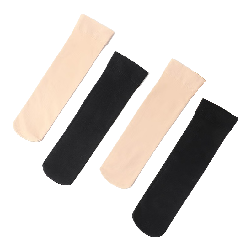LangSha Women's Short Silk Stockings, Velvet Spring And Autumn Thin Style, Durable And Resistant to Snags, Summer Mid-Calf Black And Nude Color Thigh-High Socks