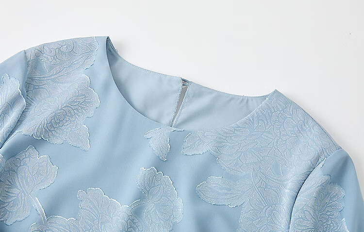 Dme (Unbelievably Comfortable) Spring And Autumn Delicate Jacquard Flared Seven-Quarter Sleeve Classical Button-Up Loose-Fitting Dress with Hidden Pockets 7
