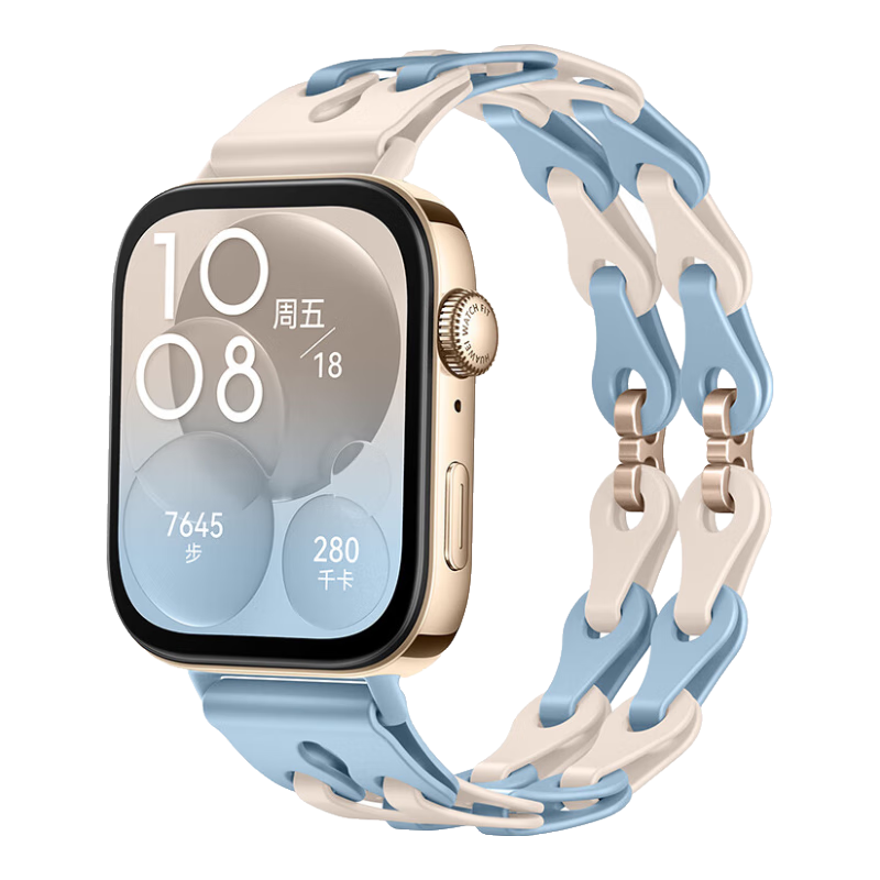 Binghong Suitable for Huawei Fit5 Strap, Fit5pro Huawei Fit4 Strap, Huawei Fit4pro Strap, Silicone Huawei Fit3 Strap, Watch Fit4 Band, Hollow Double Chai