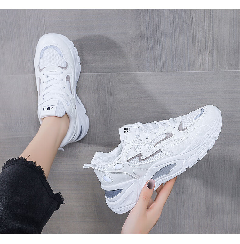 CARTELO Women's Dad Sneakers, Spring Casual White Shoes, Comfortable Sports Shoes, Running Shoes for Women, 0936 White, Size 35 13