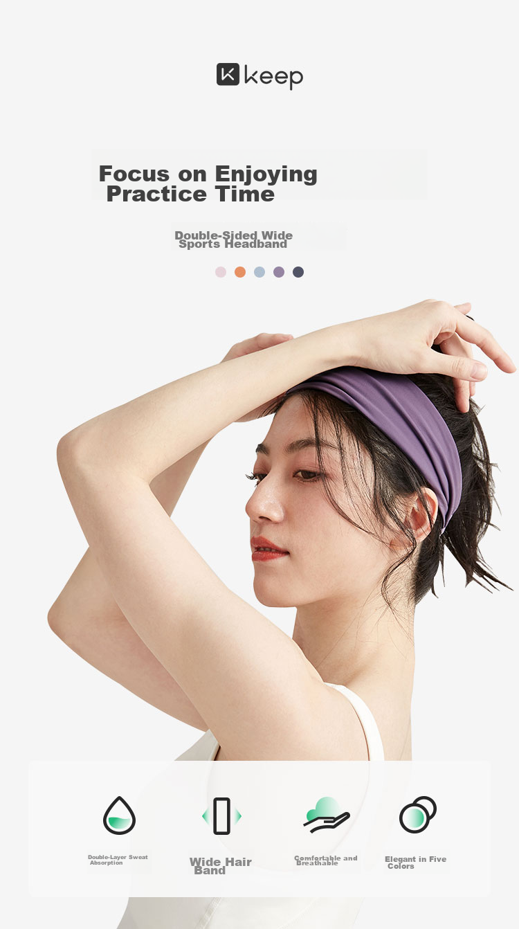 Keep Wide Headband for Yoga, Dance, Exercise, Fitness, Sweat-Absorbing And Breathable Hair Tie, Smog Blue 1