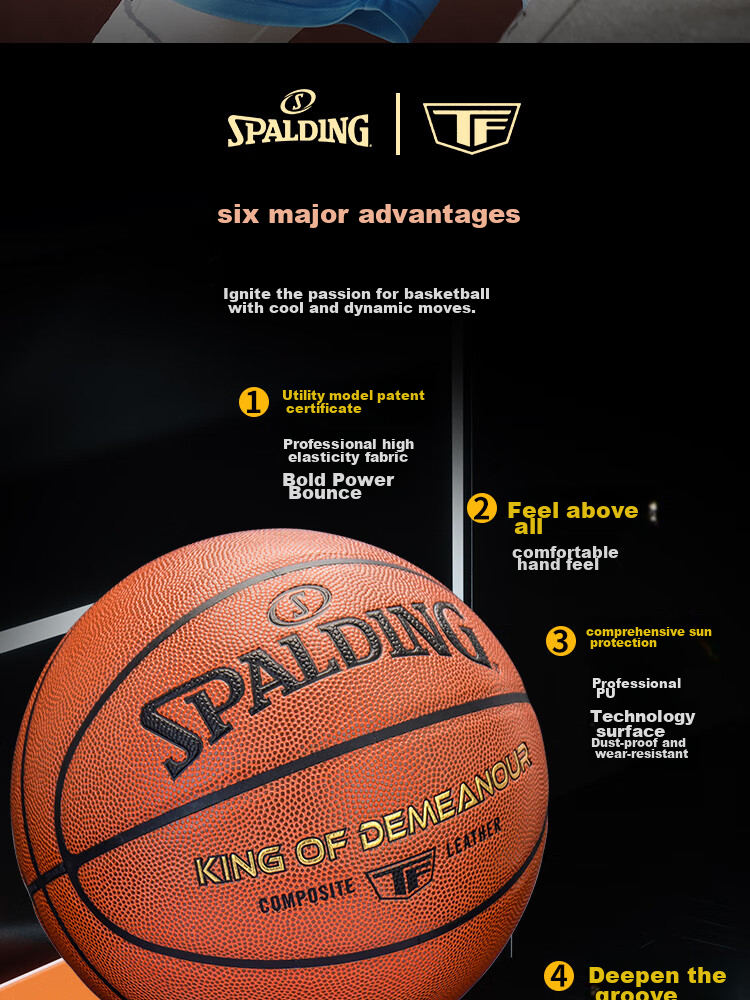 SPALDING Basketball TF Series Size 5 PU Children's Youth Competition Indoor And Outdoor Dual-Use Wear-Resistant Ball 77-176Y5 4