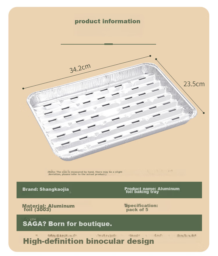 Suncojia Barbecue Griddle, Deep Stainless Steel Tray, Rectangular Plate for Home Use, Fish Grilling Pan, Dinner Plate, Steaming Tray, Two Pieces 9
