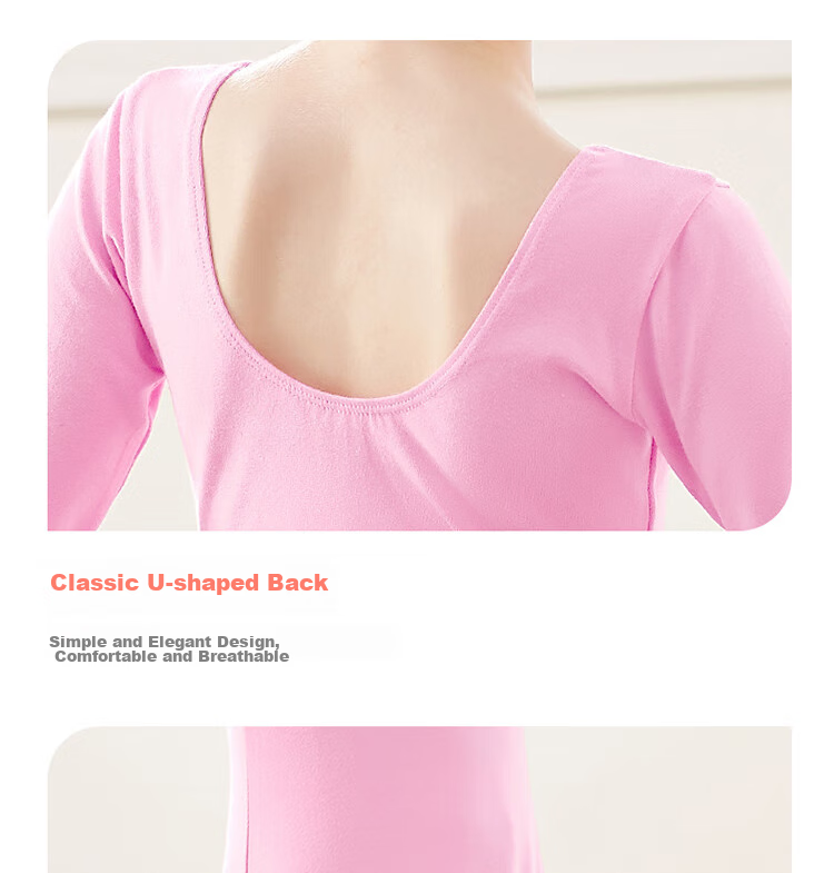 Aiwuge Children's Dance Leotard, Girls' Ballet Practice Outfit, Long-Sleeve One-Piece Dance Costume for Girls, Exam Uniform, Size 130 8