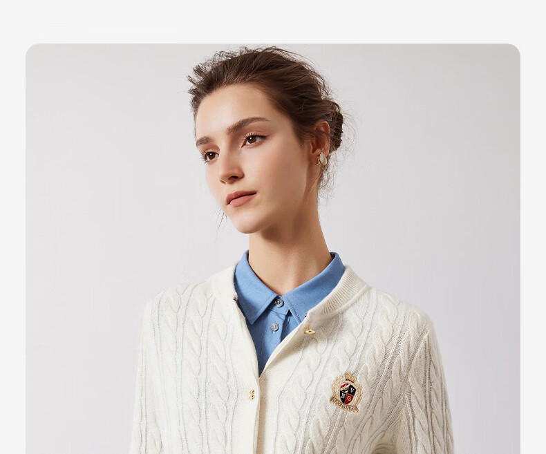 Navigare Italian Small Sailboat Autumn And Winter Women's All-Wool Jacket, Cable Knit Sweater Cardigan 2334094508 M 18