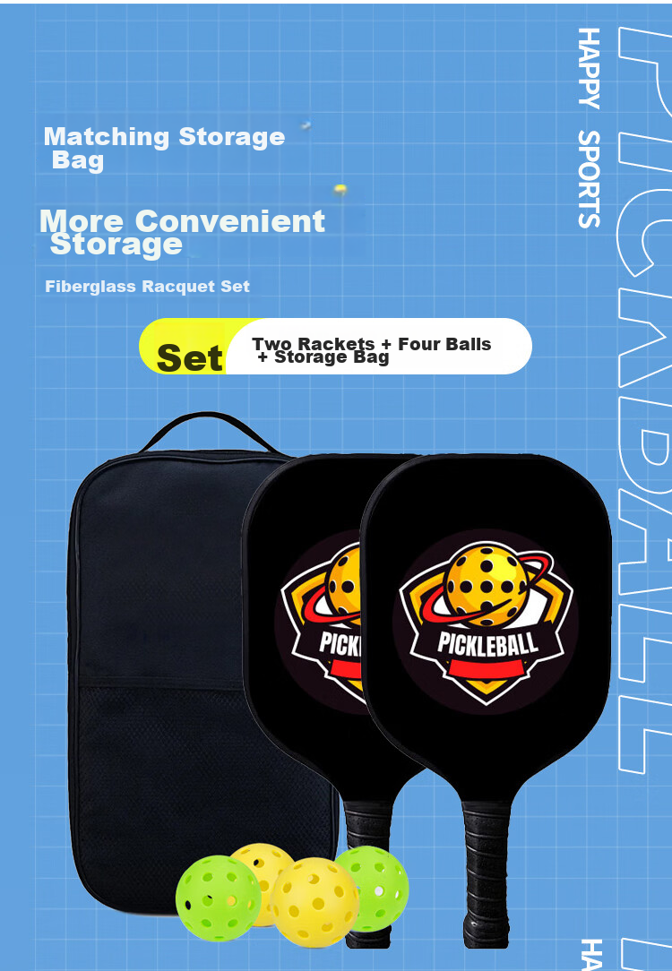 FEIHENG Pickleball Paddle Set, Carbon Fiber Ultra-Light, Two-Piece Set, Black And Yellow Color 3