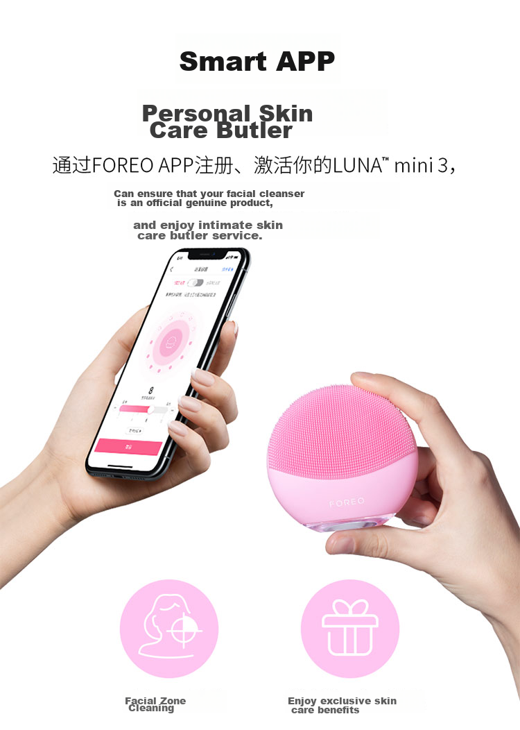FOREO Luna Facial Cleansing Device, LUNA Mini3 Purifying Cleansing Device, Balances Oil, Face Washing Instrument, Pore Cleaner, Cherry Red Rechargeable Model 18