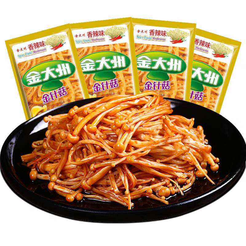 金大州金针菇独立小包装1000g香辣味 麻辣休闲零食办公室下饭零食