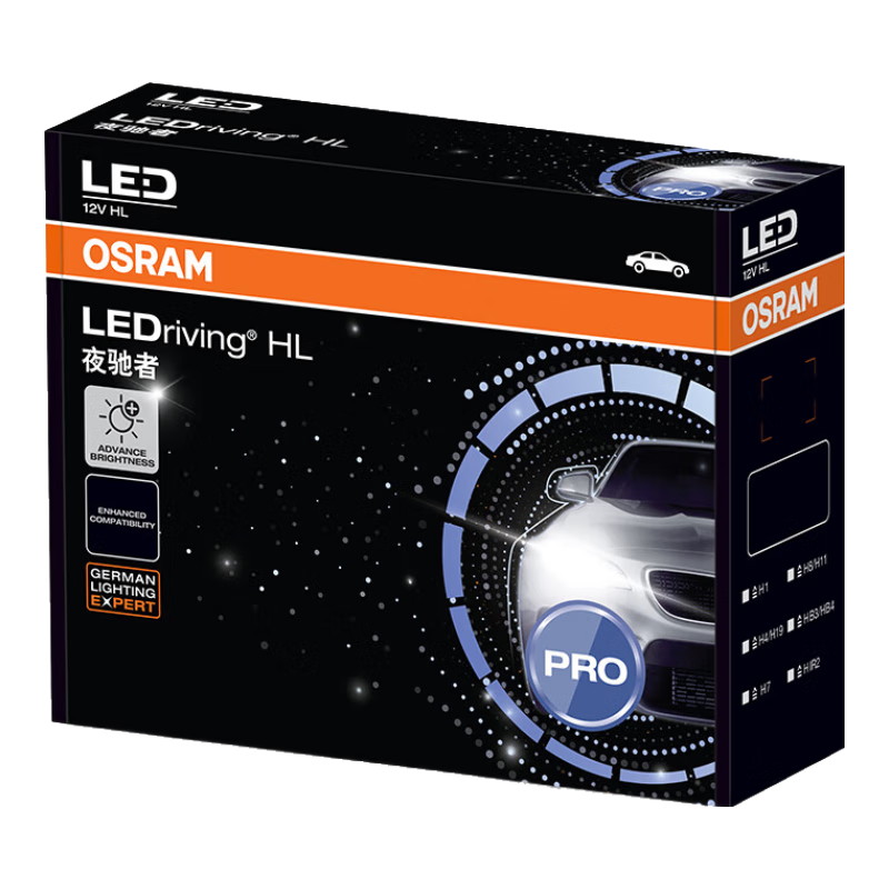 OSRAM Automotive LED Headlights, Car Bulbs for High Beam And Low Beam, Night Racer PRO HB3/HB4, 12V 40W