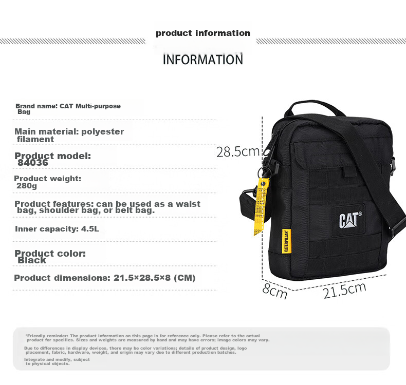 CAT Shoulder Bag, Crossbody Bag, 11-Inch IPad Bag, Journalist Bag, Outdoor Tactical MOLLE Expansion Side Bag, Blue 84036 4