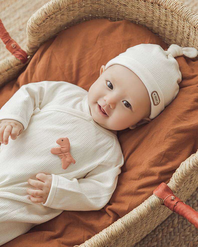 Guaiqixiong Newborn 0-3 Months Clothes, Spring And Autumn Baby Outfit, Long Sleeve Tie-Up Bodysuit, Full Moon And Hundred Days Celebration Baby Clothes 14