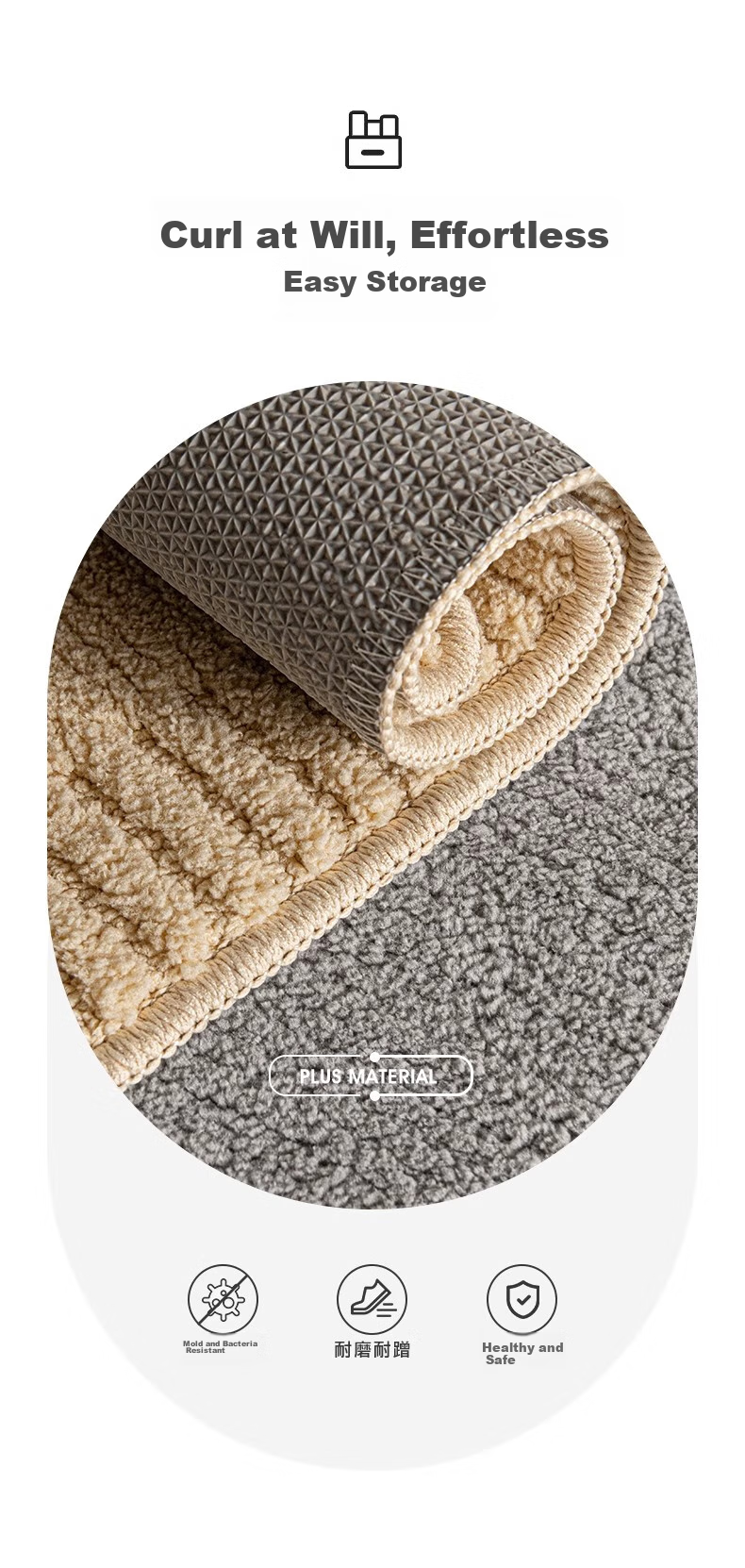 BULULOM Bathroom Non-Slip Foot Mat, Absorbent Bath Mat, Thickened Door Mat for Bathroom, Natural - Dark Gray 40*60cm 11