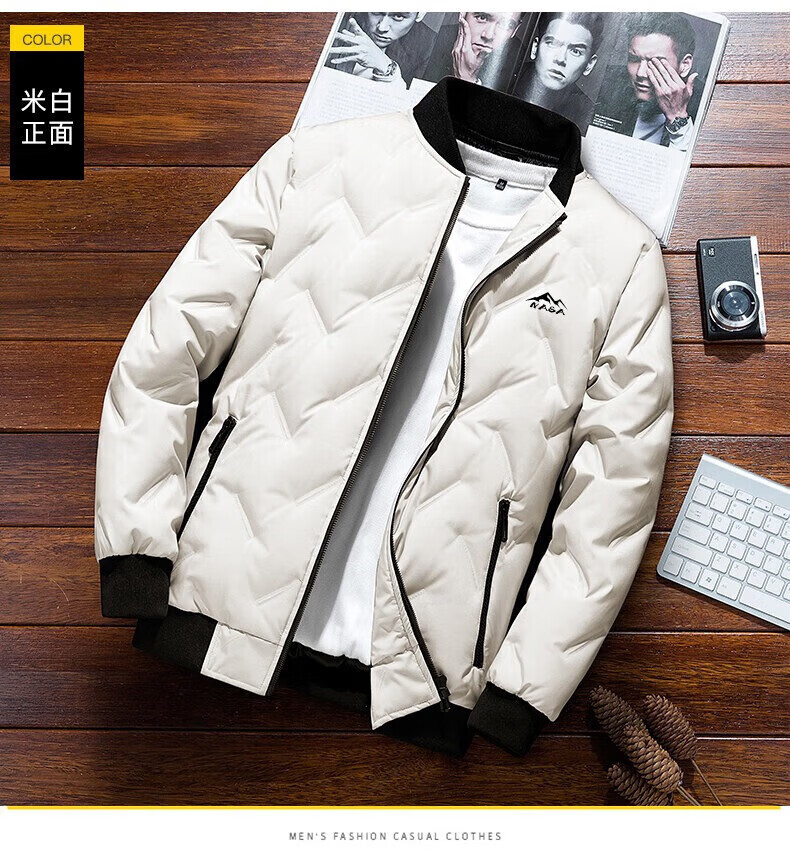 NASA MARVEL Men's Short Thickened Down Jacket Autumn Winter Business Simple Comfortable Cold-Resistant Coat Black 4XL 5