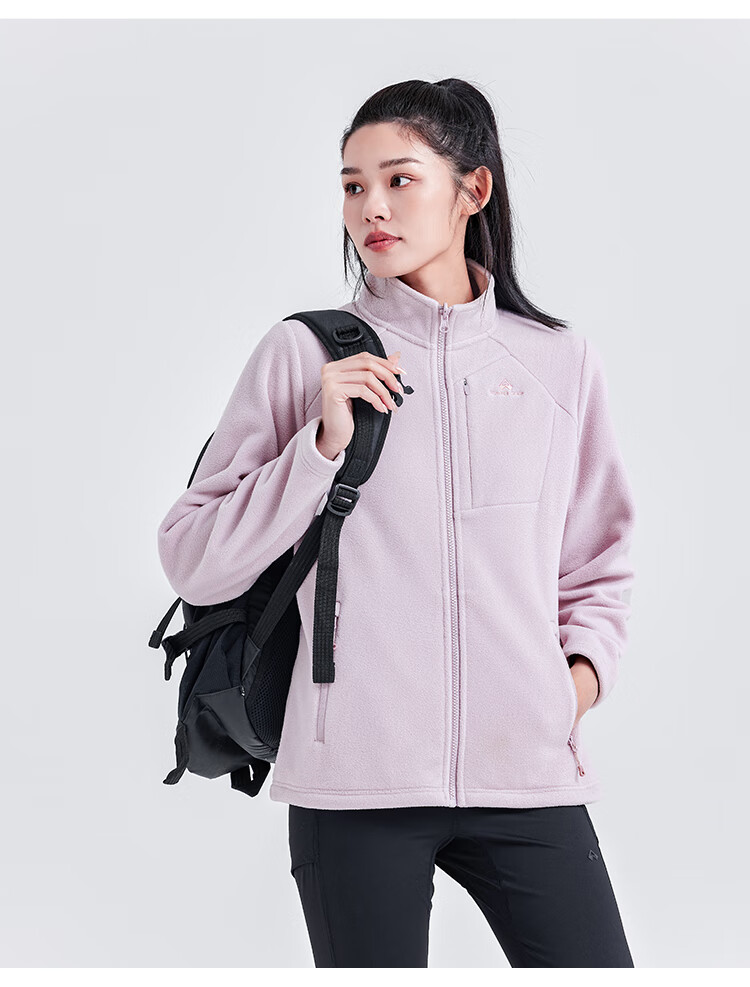 Pioneer Camp Outdoor Stand-Collar Fleece Jacket for Women, Autumn And Winter Plush Lining Fleece Coat, Windproof Warm Cardigan Inner Layer 13