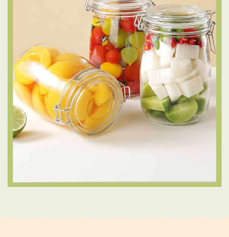 Baijie Glass Sealed Jar Food Grade Storage Jar 1000ml *2 Plum Wine Bottle Pickle Jar Canning Bottle 9