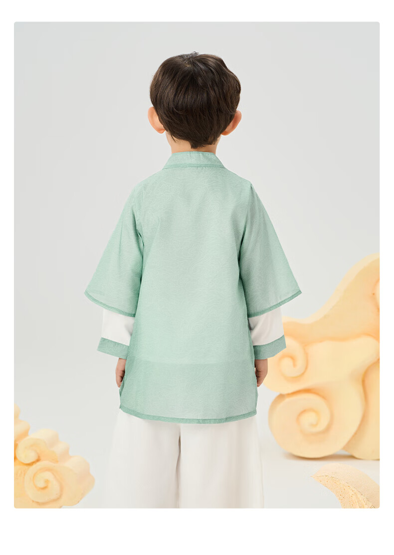 Luomeng Children's Hanfu Boys' New Chinese-Style Tang Suit Traditional Costume Set Performance Outfit Green 140 12