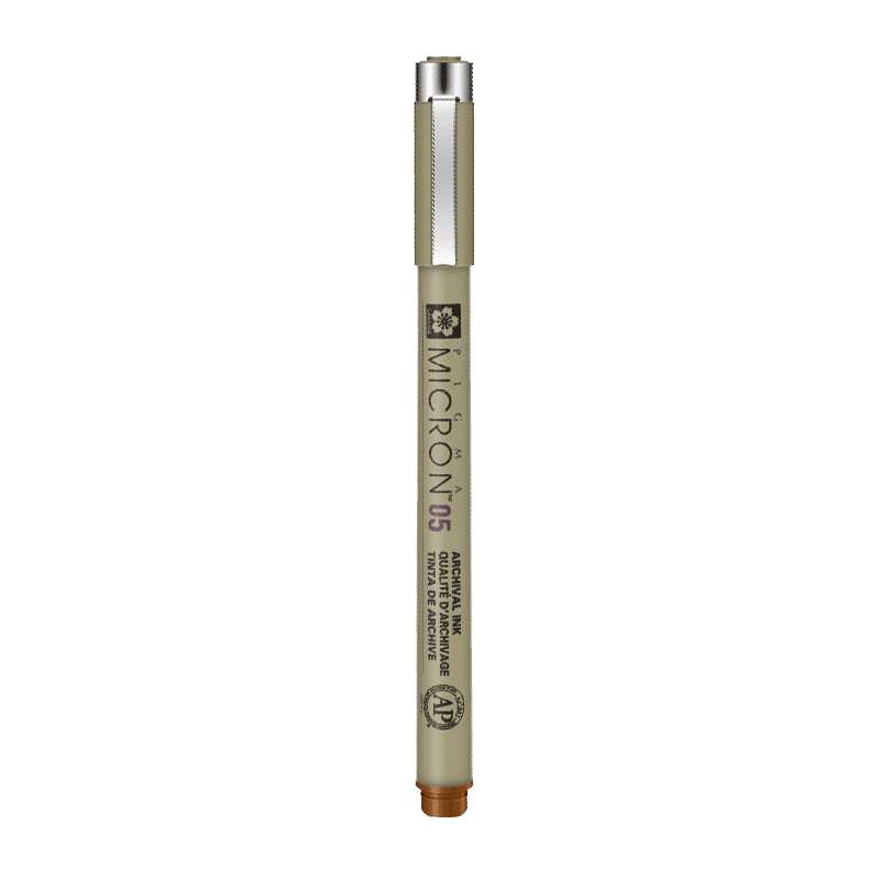 SAKURA Colored Needle-Tip Pen, Line Drawing Pen, No. 05 0.45mm (Brown), Imported from Japan, Signature Pen, Drawing Pen, Student Children's Art Sketching Pen, Outlining Pen, Hand-Drawn Design Pe