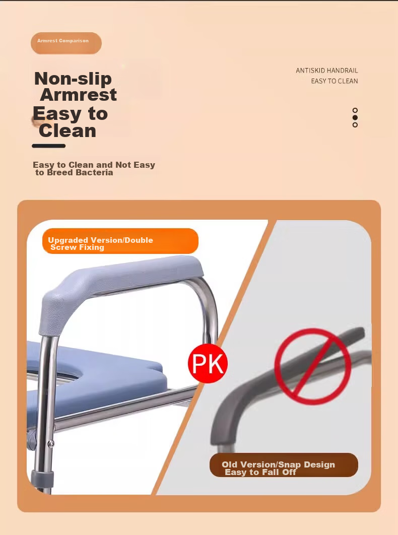 Yagao Elderly Commode Chair, Toilet Seat Riser, Foldable, with Armrests, Non-Slip, Double Bars, for Pregnant Women, Reinforced, Toilet Seat Stool, Simple Commode Chair 3
