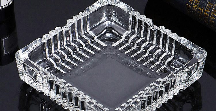 Jidukongjian Glass Ashtray, High-End Office Ashtray, Desktop Ornament, Birthday Gift for Dad, Square Shape 7