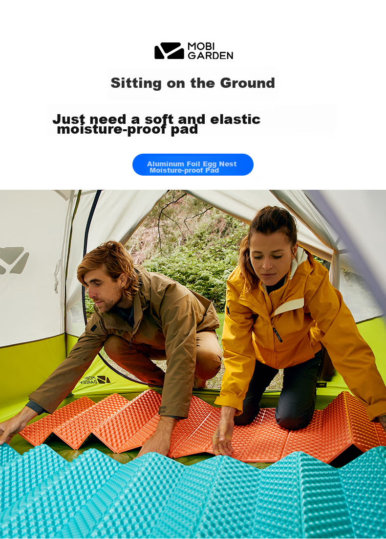 MOBIGARDEN Egg Nest Mat, Outdoor Camping Ground Mat, Portable Sleeping Pad, Double Moisture-Proof Mat, NX20663007, Sky Blue 2