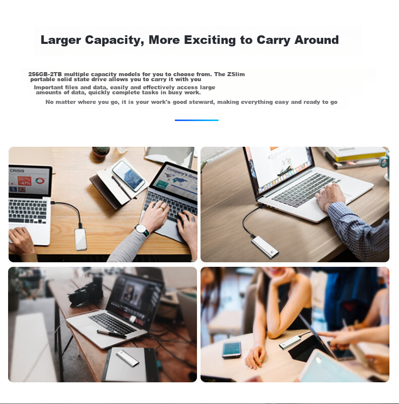 Netac 256GB Type-C USB3.2 Portable Solid State Drive (PSSD) Z Slim, Direct Phone Connection, Shockproof And Durable, High-Speed Transfer, Ideal for Office Use 6