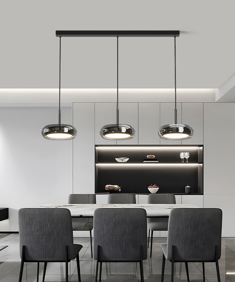 Dengling Hotel Homestay Eye-Protection Dining Room Pendant Light, Trendy Luxury Smart Lighting Fixture, 3-Head Glass Lamp, Guowang Lake 11