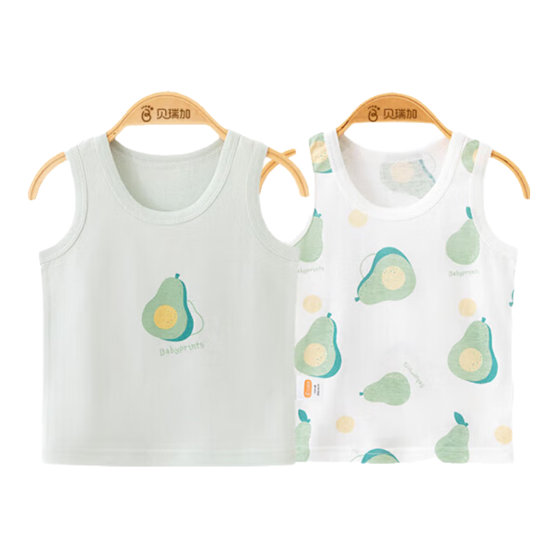 Babyprints Baby Vest 2-Pack, Infant Sleeveless Top, Pure Cotton Class A Tank Top, Lightweight Summer Clothing, Green, Size 73