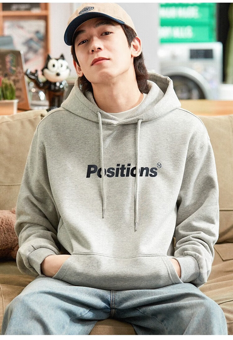 TonLion Autumn And Winter Men's Hoodie Sweatshirt, Men's Clothing with Single Row Text on Chest, Hooded Sweatshirt 19