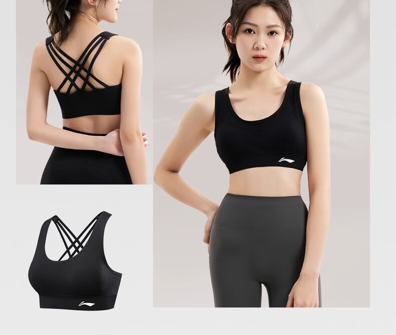 LI-NING Women's Sports Bra Yoga Fitness Medium Support Quick-Dry Breathable Tank Top Running Pink M 25