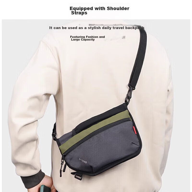 Li-Ning Bicycle Handlebar Bag Crossbody Bag for Men, Commuter Shoulder Bag, Large Capacity Work Messenger Bag