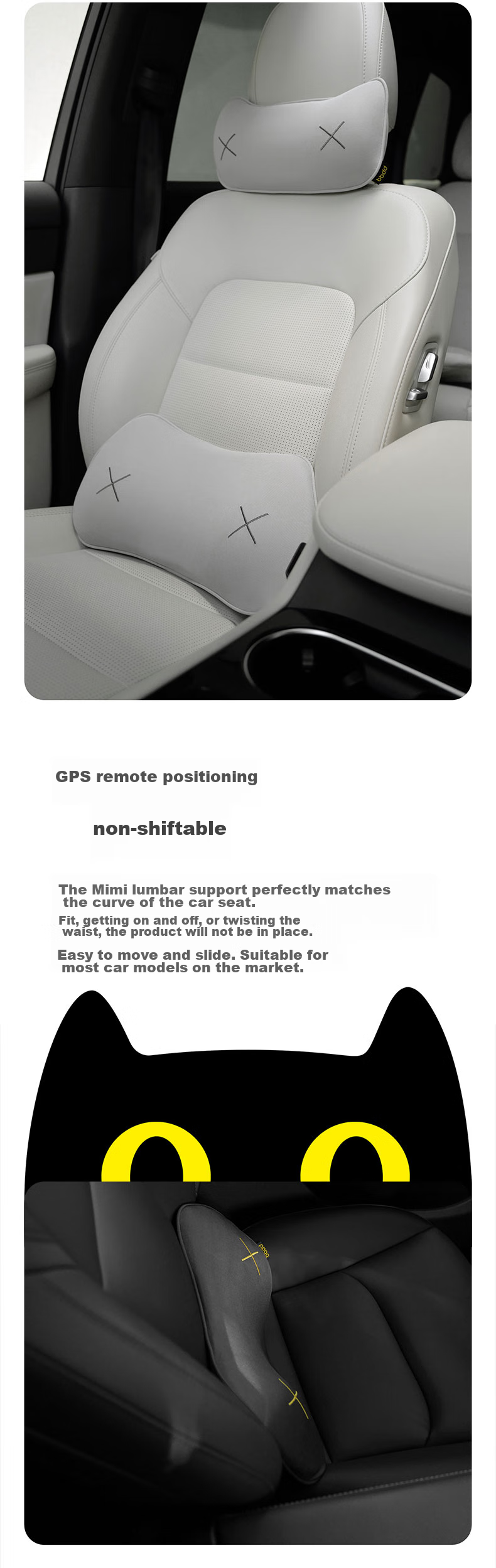 Bddd Car MIMI Headrest, Neck Support Pillow for Vehicle Interior, Breathable Memory Foam Car Accessory, Headrest in Light Gray 8