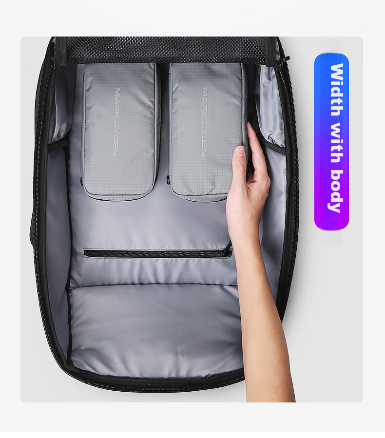 MARK RYDEN Large Capacity Backpack for Men, Laptop Bag, Business Travel Bag, MR7080 Cool Black Enlarged Versio 5