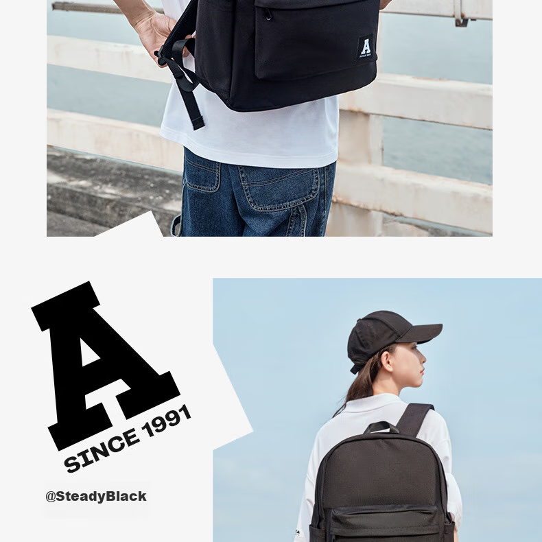 Anta Mochi Backpack Unisex Simple Large Capacity Youth Canvas Hiking Cycling Sports School Bag 26