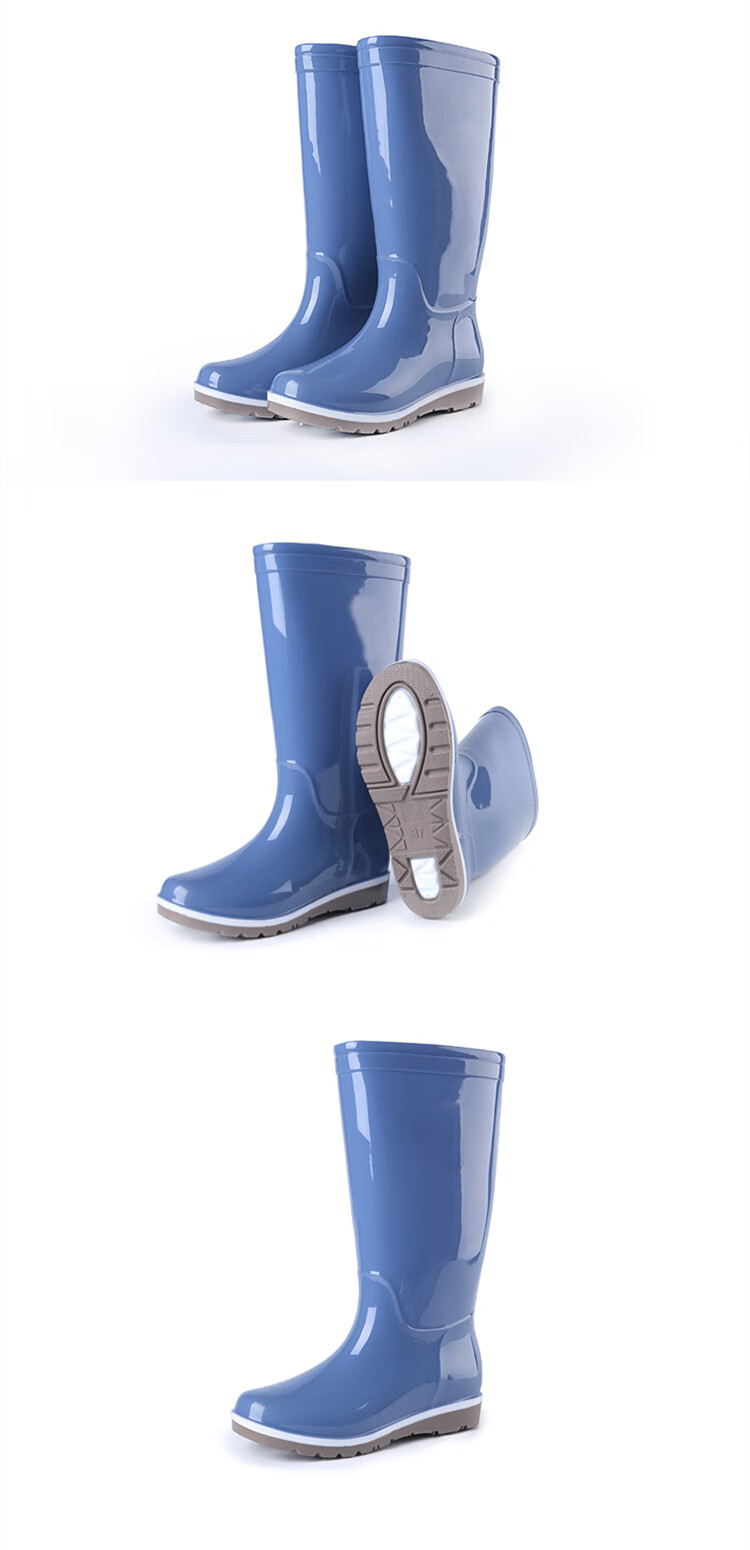 Pinzhide Women's Tall Rain Boots, Waterproof And Non-Slip, Wear-Resistant to Acid And Alkali, Flood Prevention Rubber Shoes with Breathable Lining, Blue, Size 36 19