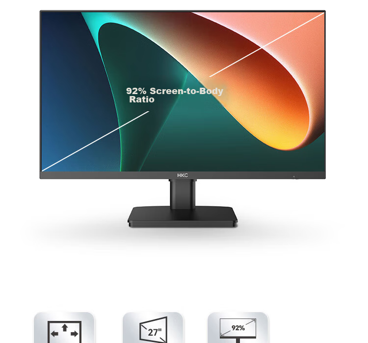 HKC 27-Inch 4K Ultra HD IPS Screen HDR400 Hardware Low Blue Light 95% P3 Wide Color Gamut 1.07 Billion Colors E-Book Design Office Rotatable Height-Adjustable Monitor T2752U 7