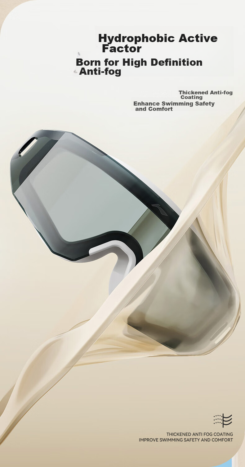 Li-Ning Myopia Swimming Goggles for Men And Women, Adult High-Definition Anti-Fog Large Frame Swim Goggles with Swim Cap Set, 36-808 White, -6.00 Diopters 3