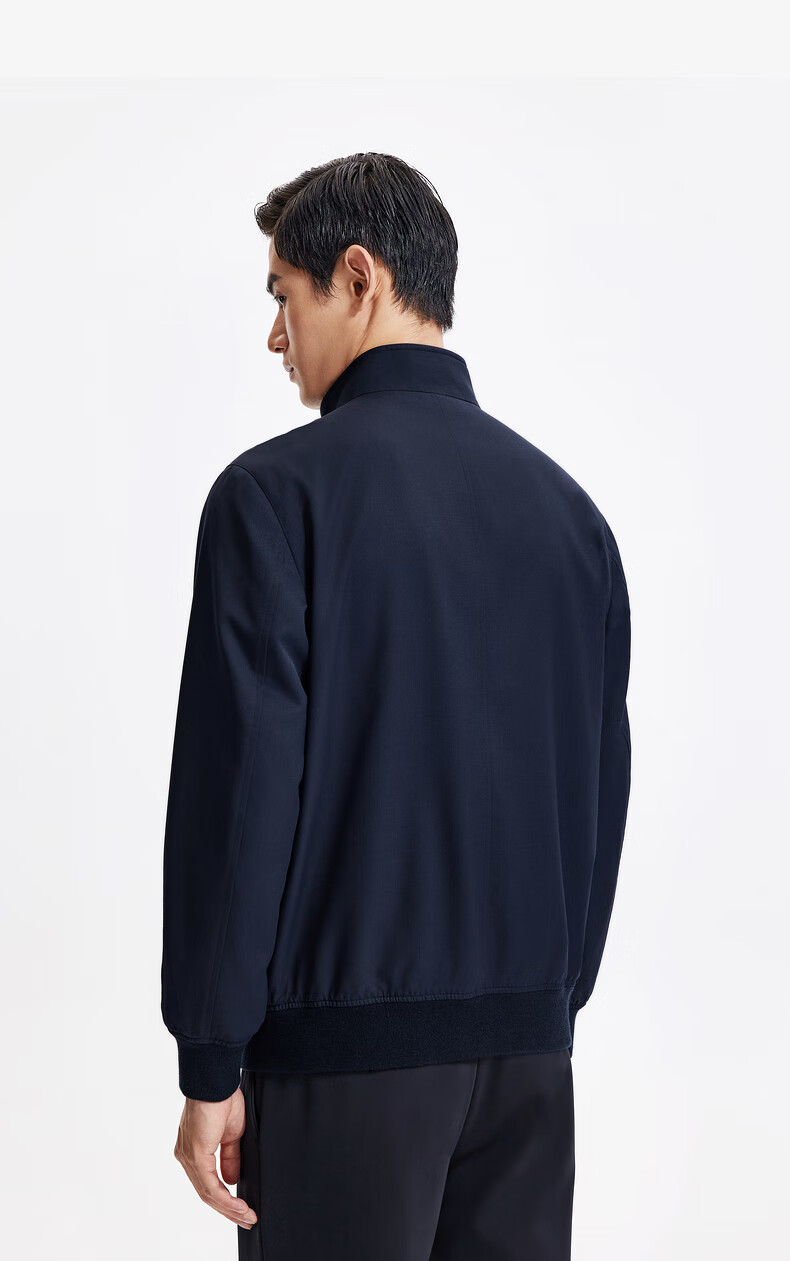 Goldlion [Leader Jacket] Autumn Winter Men's Machine Washable Wool Stand Collar Easy Care Business Coat Navy Blue M00 17
