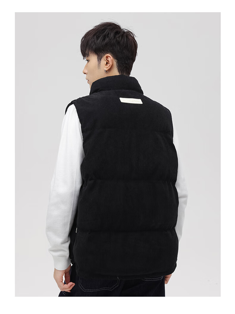 JEANSWEST Men's Spring Autumn Corduroy Loose Vest with Shoulder Bag Warm Jacket Dark Gray 3XL 4