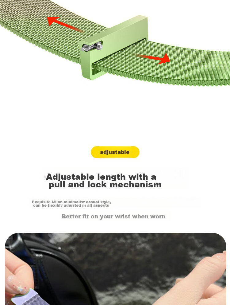 ESCASE Compatible with Huawei Watch 5 Strap, GT6/5/4/3/2/Pro/Honor Magic2/Oppo Watch 4 Pro/X Milanese Magnetic Dual-Color Starlight Green 45/46mm 6